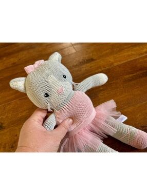 Zubels Knitted Ballerina Cat Doll with Pink Tutu